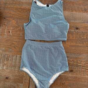 Kingdom & State Scallop Print High Neck Top and High Waisted Bottom Swimsuit Set
